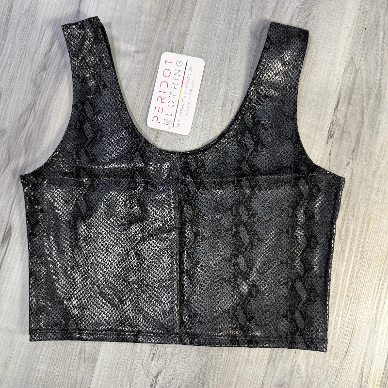 SALE - Crop Tank Top - Black Python Snakeskin Practical Women's Multi - 