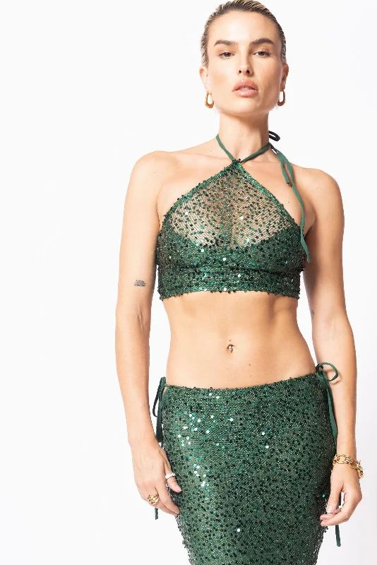 Santa Eulalia Emerald Sequin Top Refined Women's 
