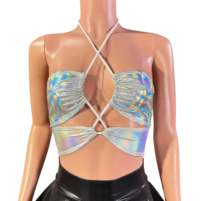X-String Halter Top in Opal Holographic European