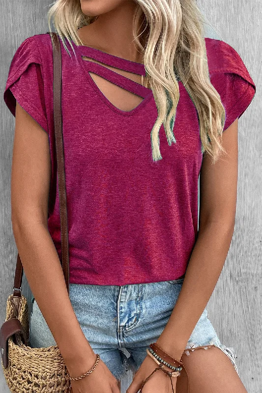 Casual Simplicity Solid V Neck T-Shirts(9 Colors) European