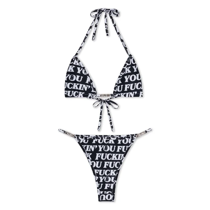 Fuckin Fuck 2 Piece Bikini (Black) Elegant Women's Formal 