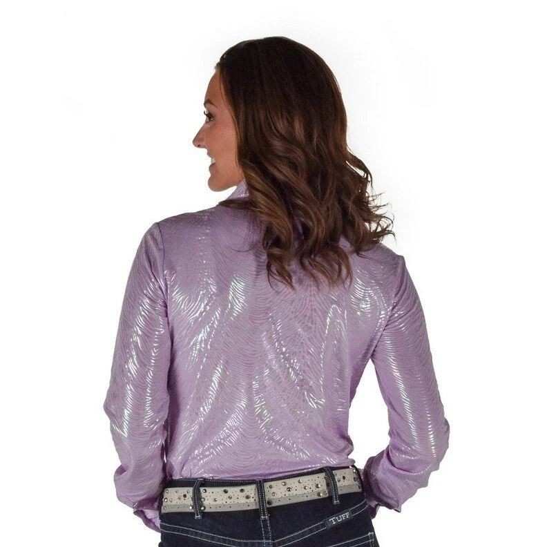 Cowgirl Tuff Western Shirt Womens Foil Swirls L/S Lilac 100870 Modern Women's Tech
