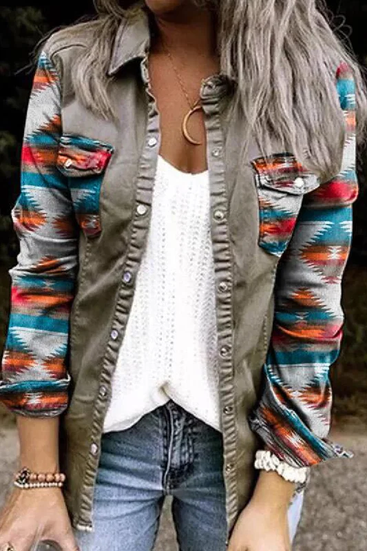 Casual Street Leopard Patchwork Turndown Collar Blouses Dynamic Women's Moto