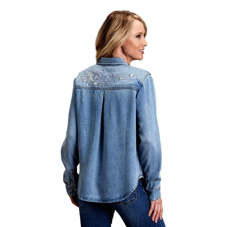 Stetson Western Shirt Womens L/S Denim Blue 11-050-0565-2046 BU Refined Women's Hand - crafted Stetson Western Shirt Womens L/S Denim Blue 11-050-0565-2046 BU Refined Women's Hand - crafted