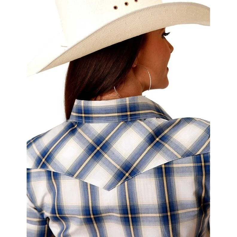 Roper Western Shirt Womens S/S Clear Skies Blue 03-051-0278-2089 BU Refined Women's Hand - crafted
