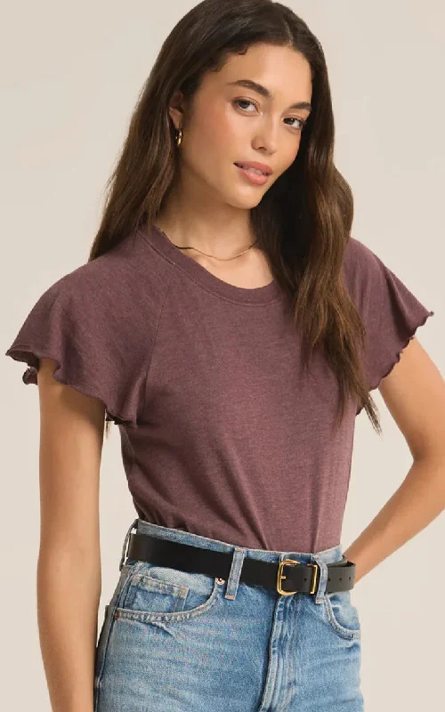 ZSUPPLY ABBY FLUTTER TEE-COCOA BERRY Cozy Women's Winter