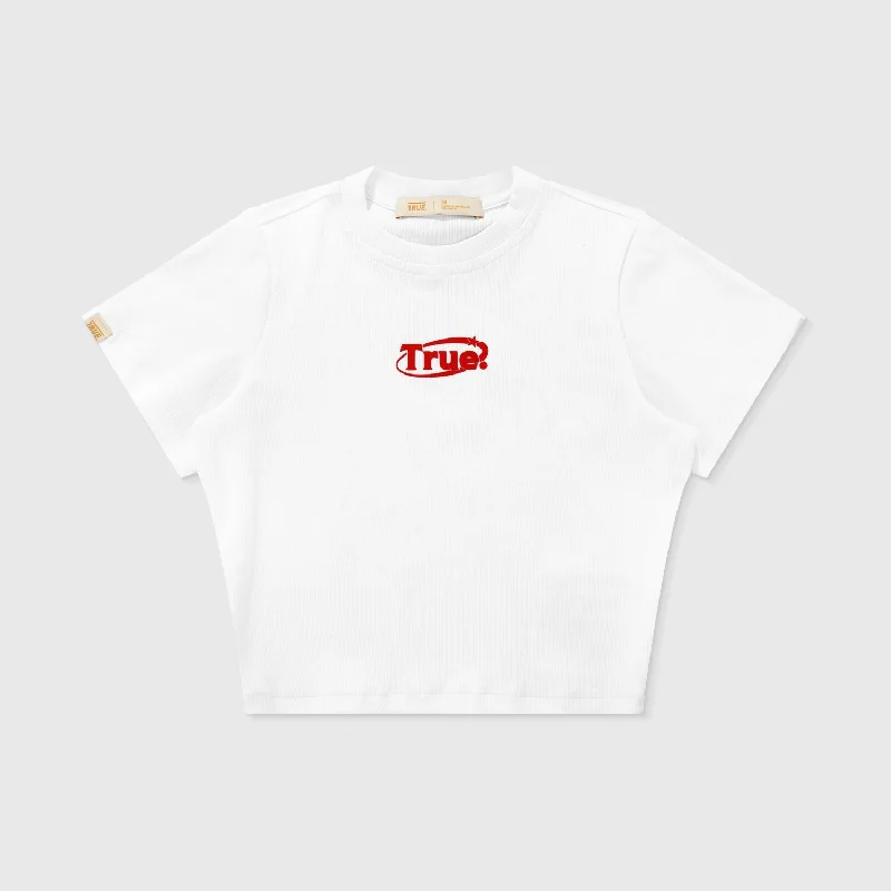 Fitted Ribbed Top - White Cool Women's Distressed
