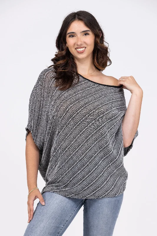 In The Night Sky Women's Party Scoop Neck Knit Short Sleeve Top * Final Sale* Elegant Women's Formal 