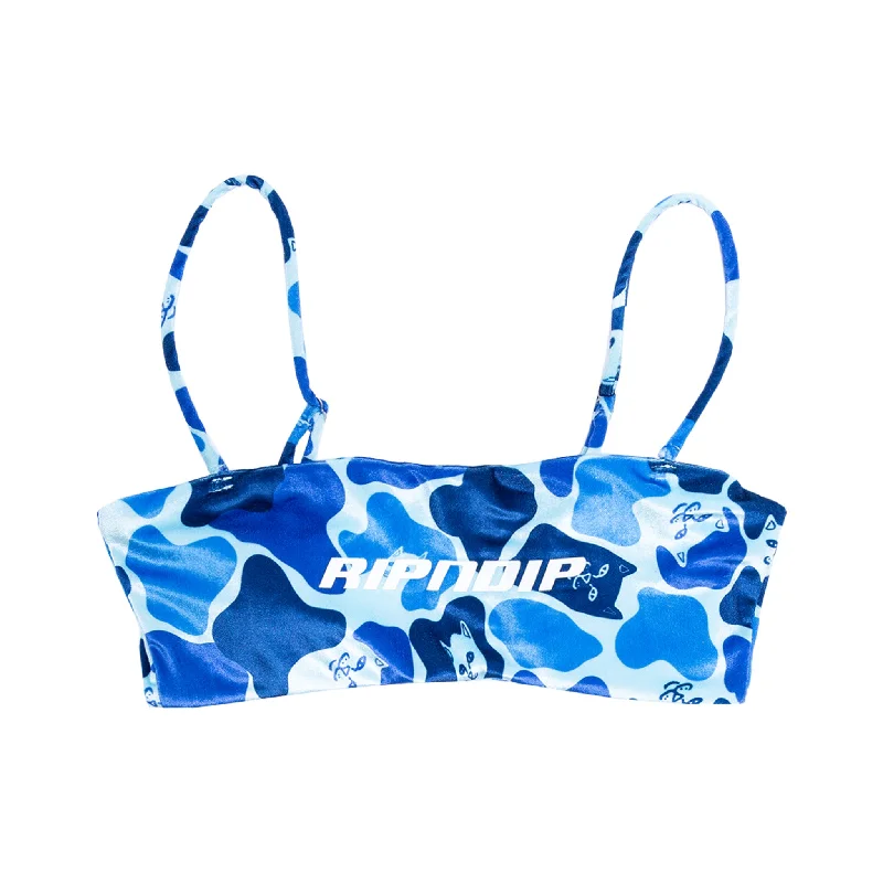 Nerm Camo Bikini Top (Blue Camo) Athletic Women's High - 