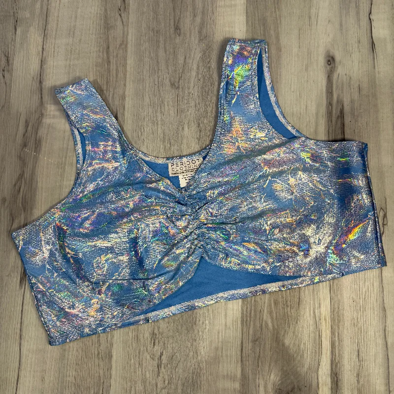 SALE - 3XLARGE Holographic Cracked Ice Ruched Crop Top Refined Women's Velvet