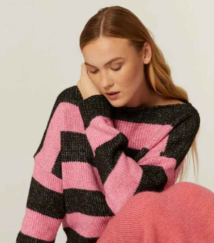 PEPALOVES JERSEY STRIPE CROP SWEATER Dynamic Women's Moto