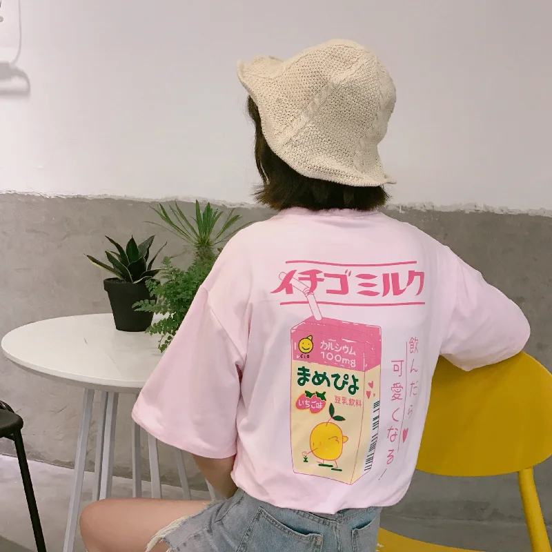 Strawberry Milk Tee Minimalist Women's Casual