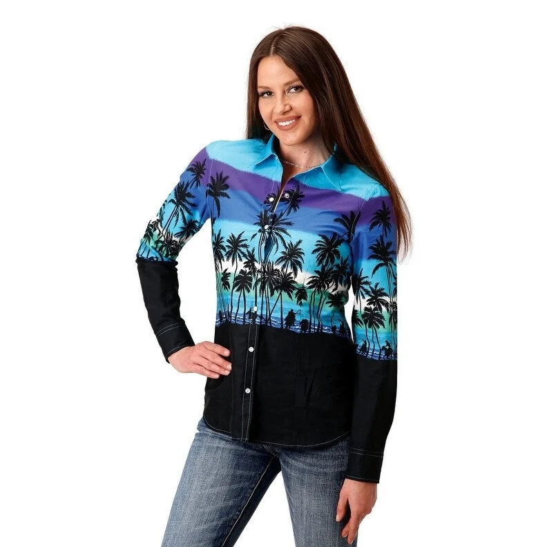 Roper Western Shirt Womens L/S Snap Beach Blue 03-050-0421-0306 BU Australian Beach