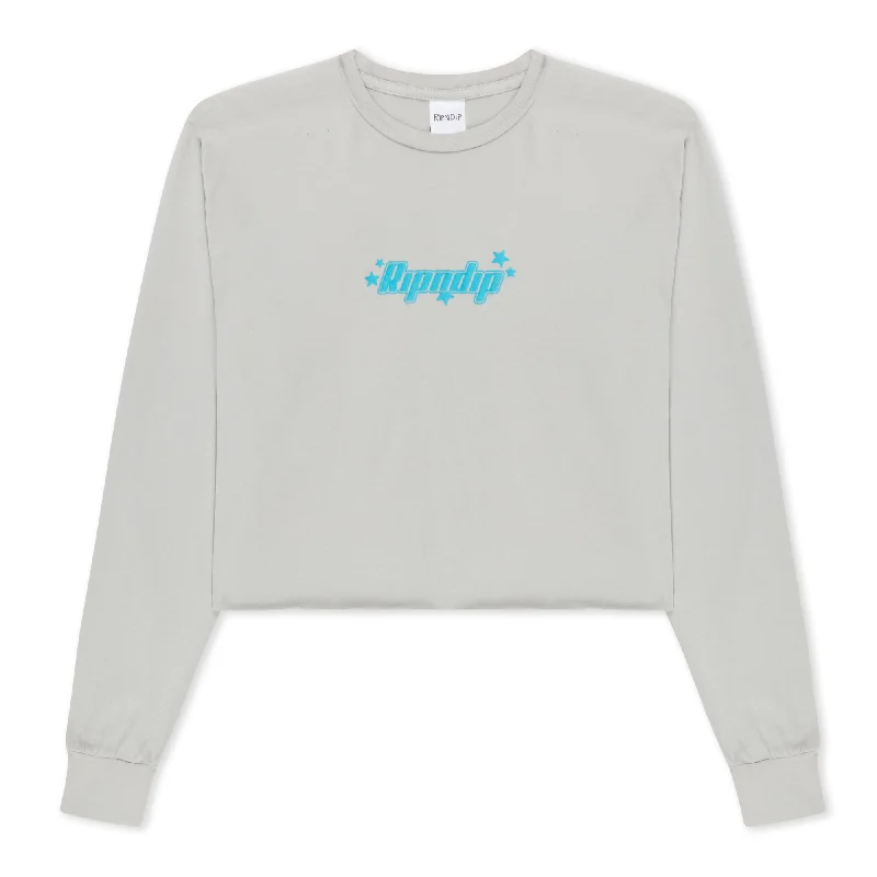 Kawaii Nerm Cropped Long Sleeve (Grey) Sleek Women's 
