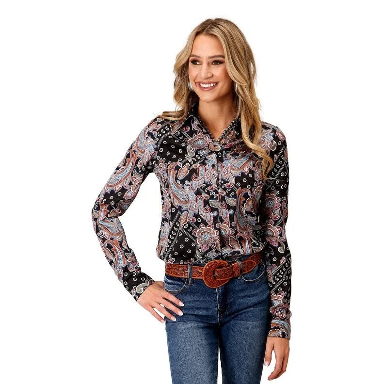 Roper Western Shirt Womens L/S Boho Paisley Black 03-050-0590-1032 BL Women