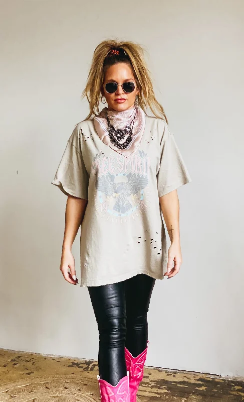 Free Spirit Oversized Graphic Tee Sleek Women's 
