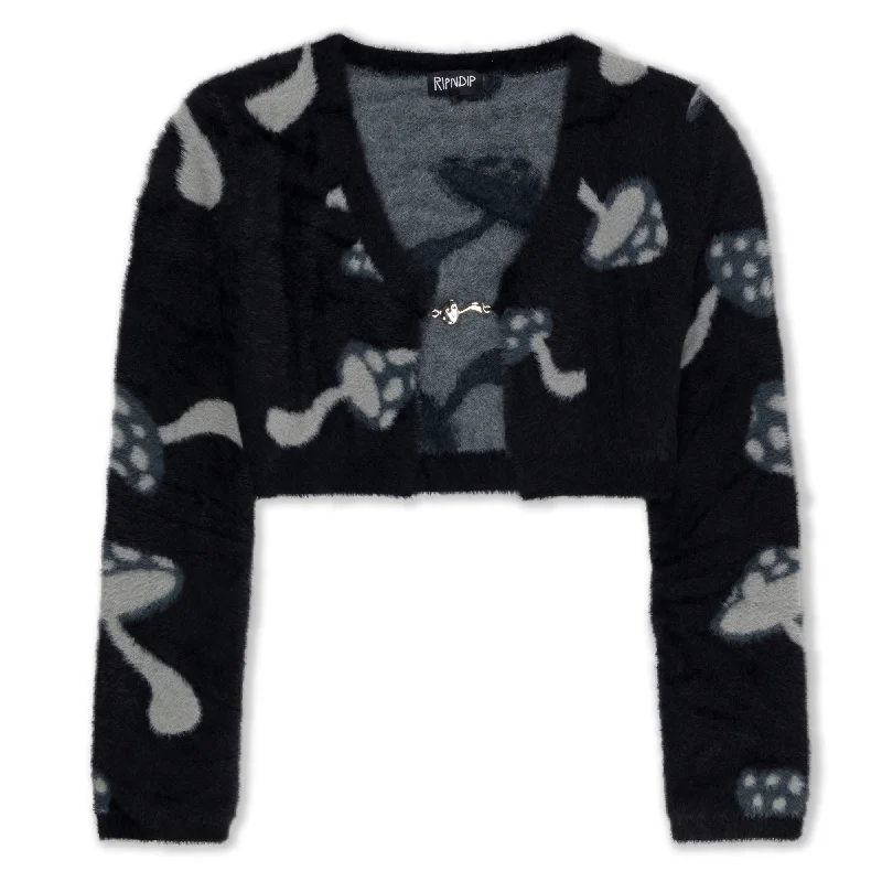 Euphoria Knit Long Sleeve Crop Top (Black) Geometric