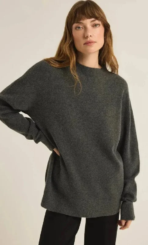 ZSUPPLY GIA CREW NECK SWEATER-CHARCOAL Relaxed Women's 