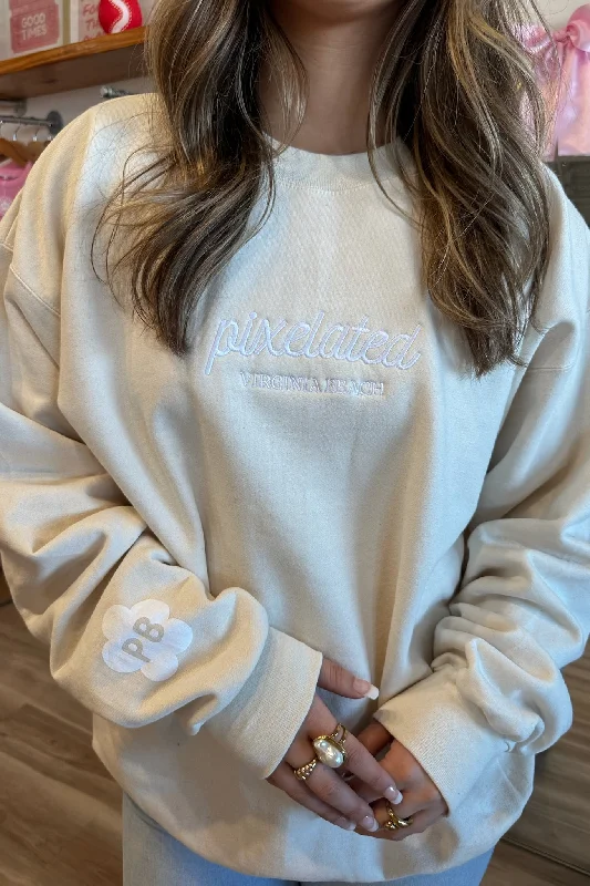 Pixelated Sweatshirt by Pixelated in Cream Tough Women's Military - inspired