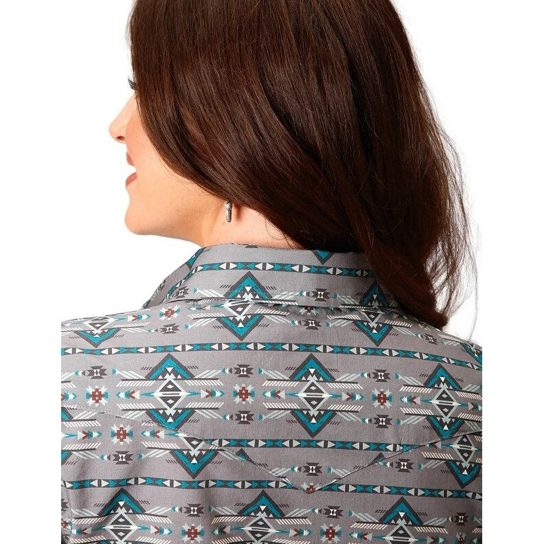 Roper Western Shirt Womens Long Sleeve Aztec 03-050-0067-0304 GY Adventure