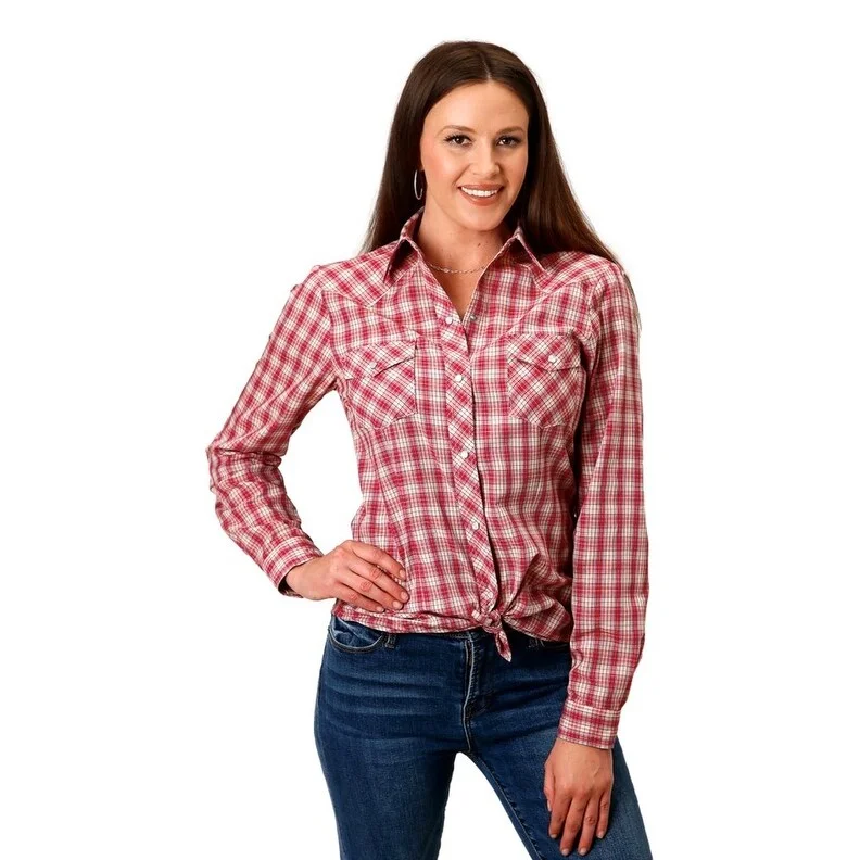 Roper Western Shirt Womens L/S Small Scale Red 01-050-0101-2003 RE Feminine Women's Style Roper Western Shirt Womens L/S Small Scale Red 01-050-0101-2003 RE Feminine Women's Style