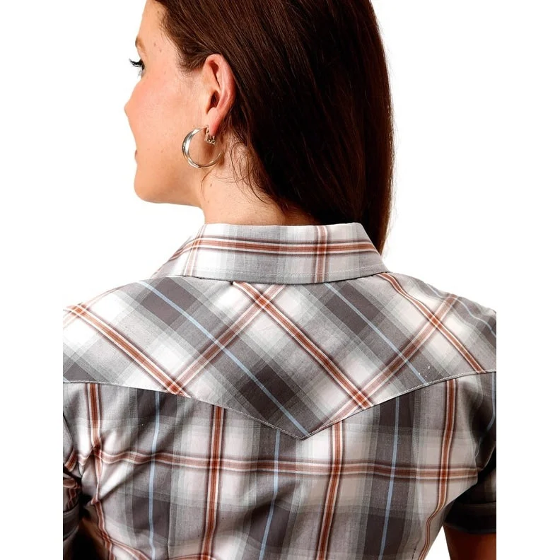 Roper Western Shirt Womens S/S Button Gray 03-051-0378-2090 GY Traditional Women's Wool