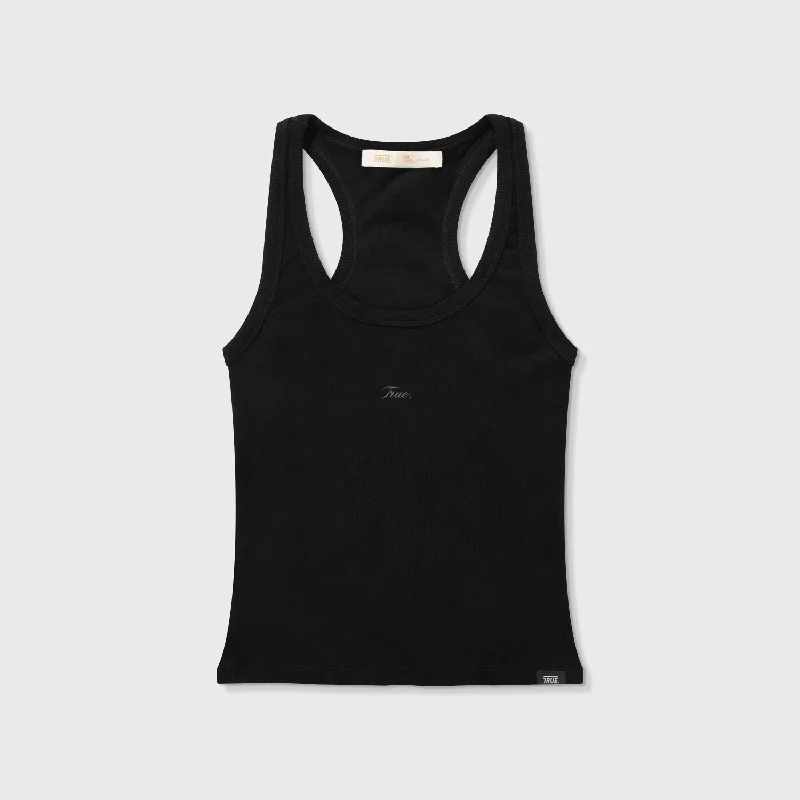 Signature Ribbed Tank Top - Black Earthy Women's 