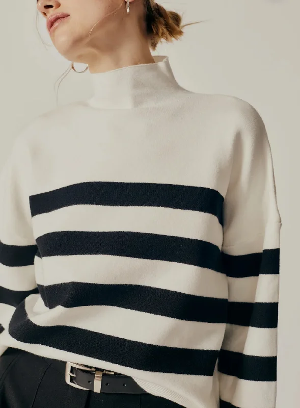 DELUC CLIVIA STRIPED TURTLENECK SWEATER Stylish Women's Tropical 
