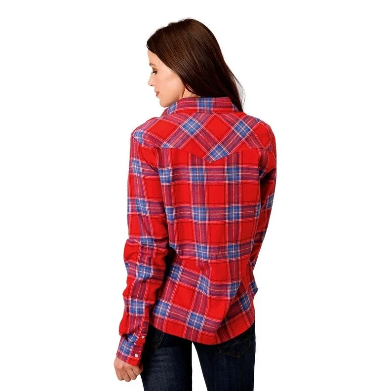 Roper Western Shirt Womens L/S Plaid Flannel Red 03-050-0522-2697 RE Vacation