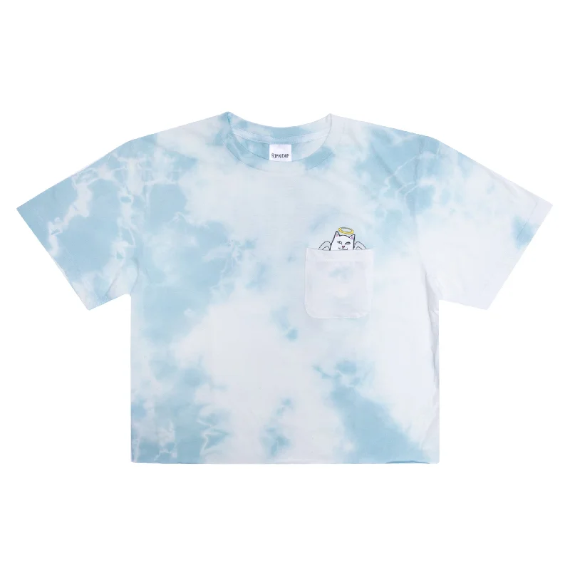 Lord Angel Pocket Crop Tee (Light Blue Lightning Wash) Sophisticated Women's 