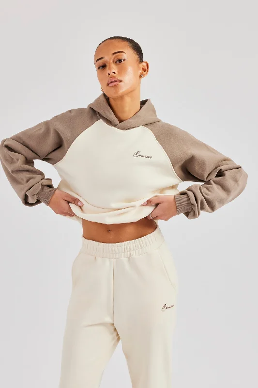 Contrast Raglan Sleeve Hoodie - White Dynamic Women's Moto