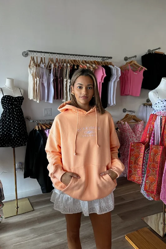 Sunkissed Embroidered Hoodie in Orange Polished Women's Silk