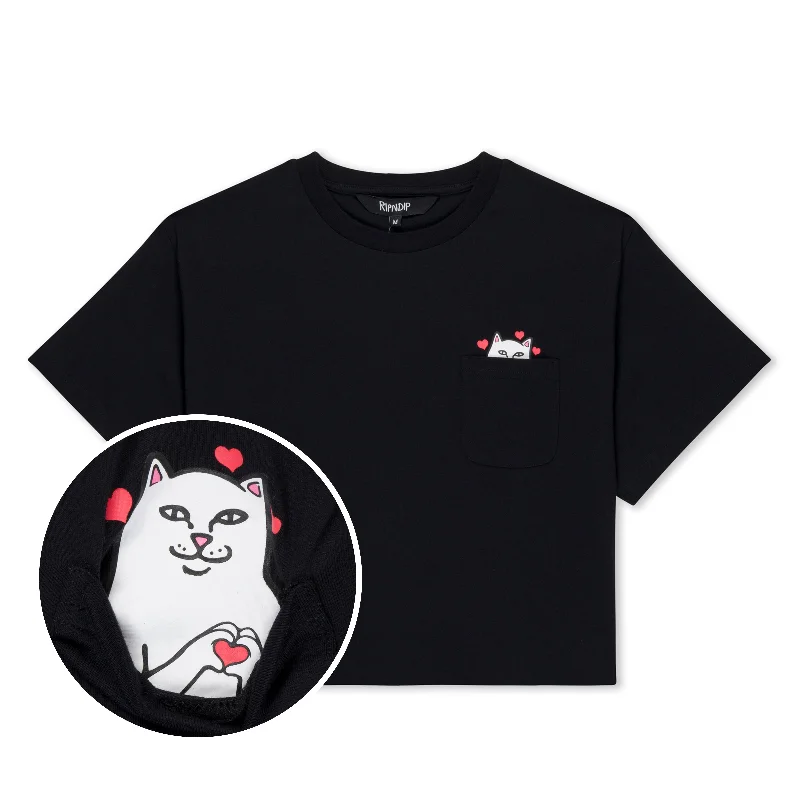 Nermal Loves Cropped Baby Pocket Tee (Black) British Gentlewoman Style