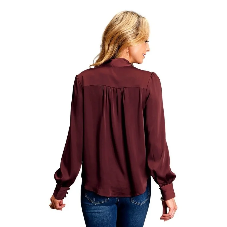 Stetson Western Shirt Womens L/S V-neck Blouse Red 11-050-0539-7050 RE Refined Women's Classic 