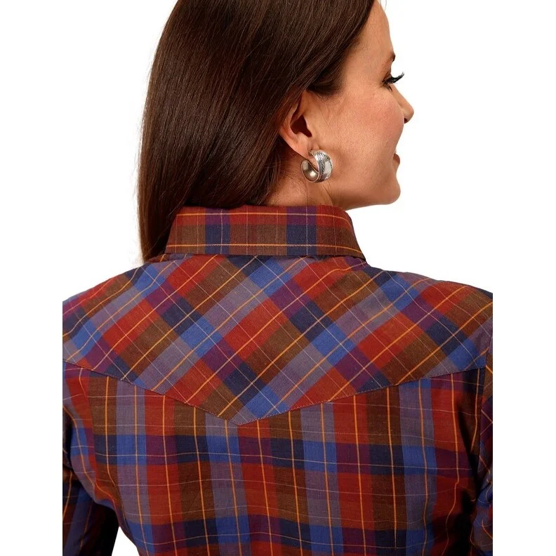 Roper Western Shirt Womens L/S Plaid Snap Wine 01-050-0101-1006 WI Traditional Women's 