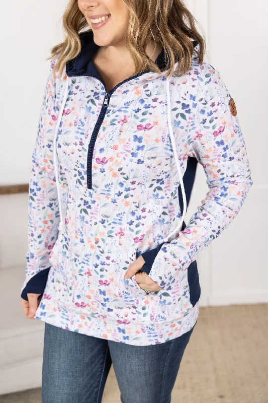 HalfZip Hoodie - Floral Paradise and Navy by Michelle Mae Hip Women's Retro