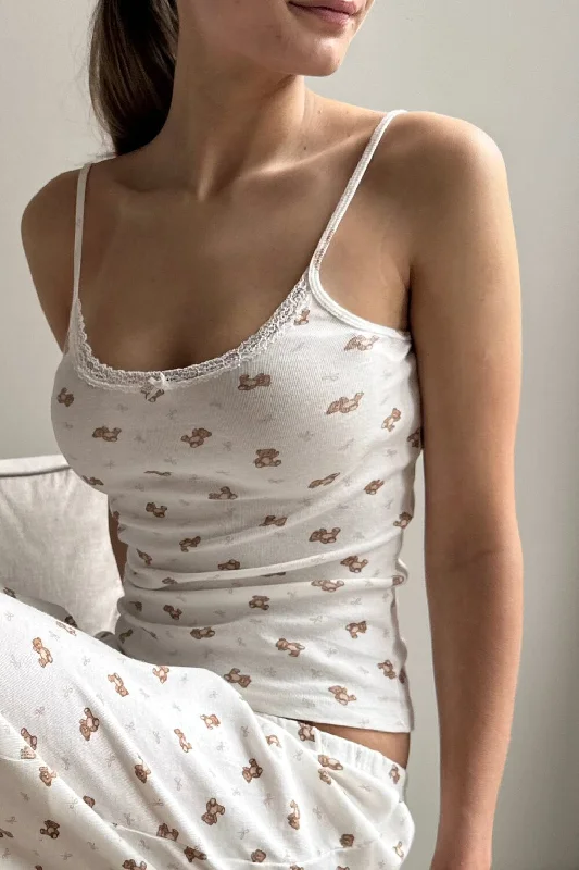 Teddy Lace Tank Monochromatic All - in - one