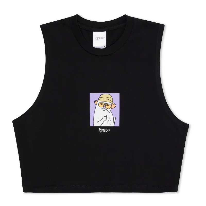Nermal S Thompson Cropped Baby Tank (Black) Luxurious Women's High -  end