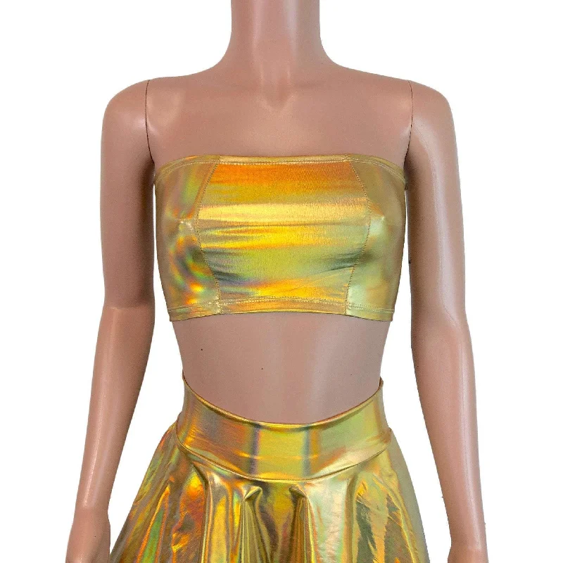 Tube Top Bandeau - Gold Opal Artistic Women's Hand - painted