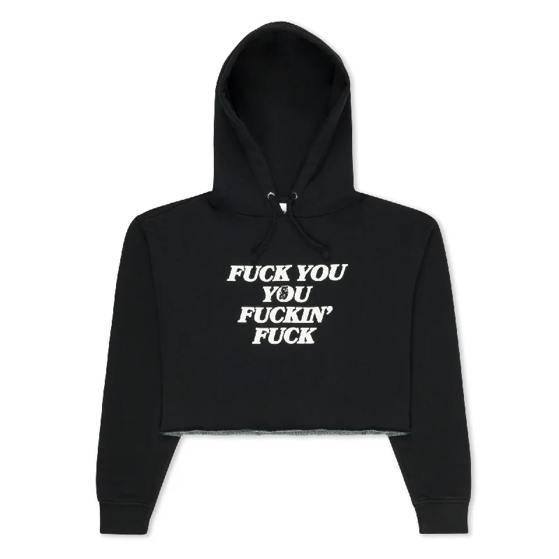 Fuckin Fuck Cropped Hoodie (Black) Edgy Women's Punk