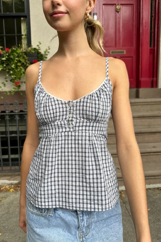 Tiffany Gingham Top Cool Women's Distressed