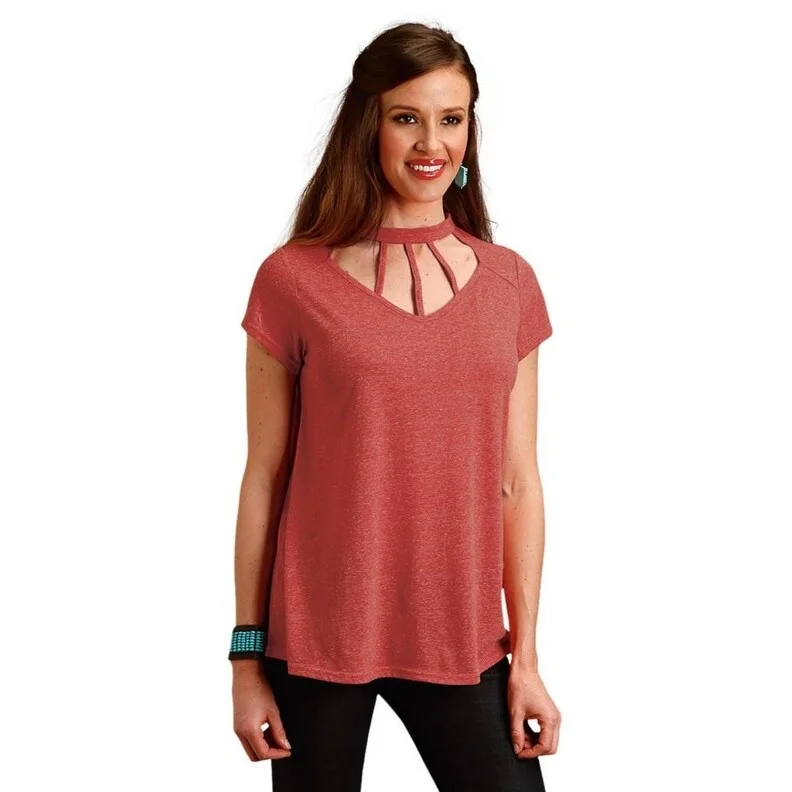 Roper Western Shirt Womens S/S Heather Swing Red 03-039-0514-3049 RE Elegant Women's Formal 