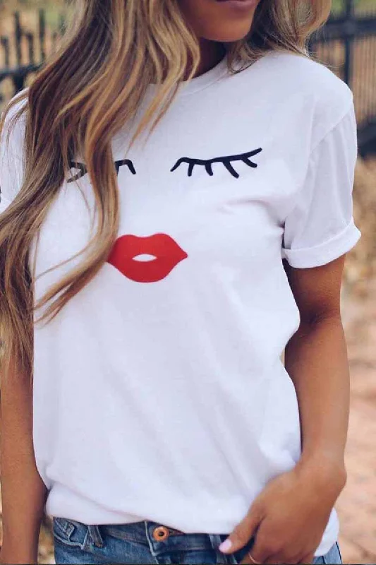 CityHottie Colorful Round Neck Print T-shirt Modern Women's Tech