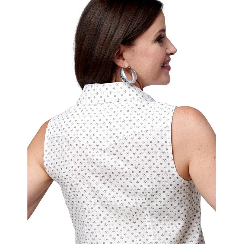 Roper Western Shirt Womens Sleeveless Floral Cream 01-052-0019-4063 WH Stylish Women's Neon