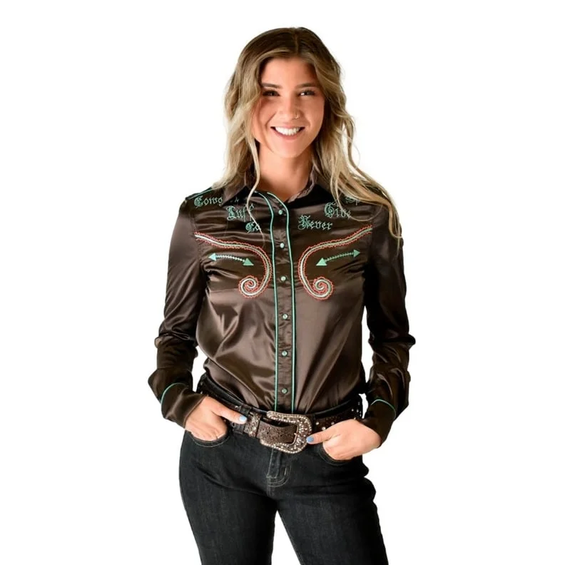 Cowgirl Tuff Western Shirt Womens L/S Button Embroidery Turq 100632 Traditional Women's 
