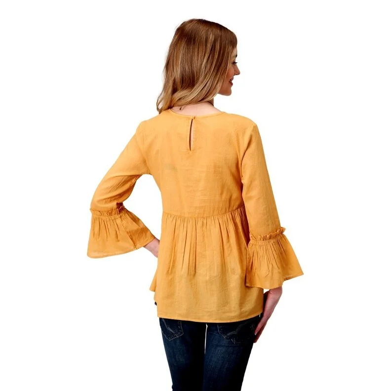 Roper Western Shirt Womens L/S Five Star Yellow 03-050-0592-2038 YE Sharp Women's Italian