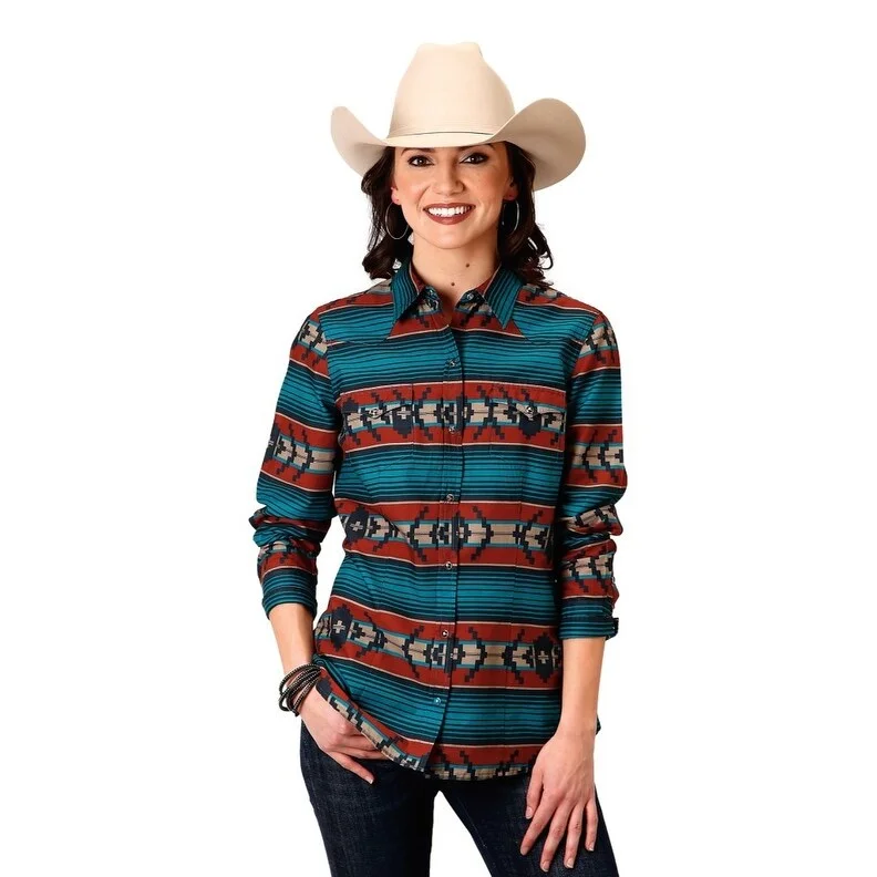 Roper Western Shirt Womens L/S Aztec Snap Rust 03-050-0067-1012 RT Artistic Women's Avant - 