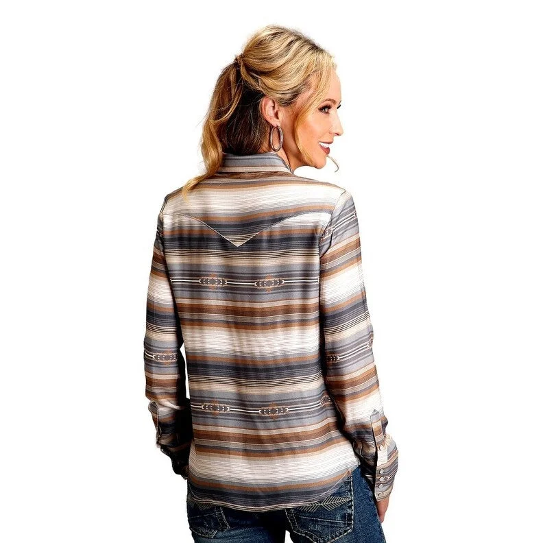 Stetson Western Shirt Womens Serape L/S Brown 11-050-0590-7058 BR Relaxed Women's Beachy