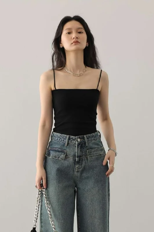 Slim Spaghetti Strap Top Sophisticated Women's 