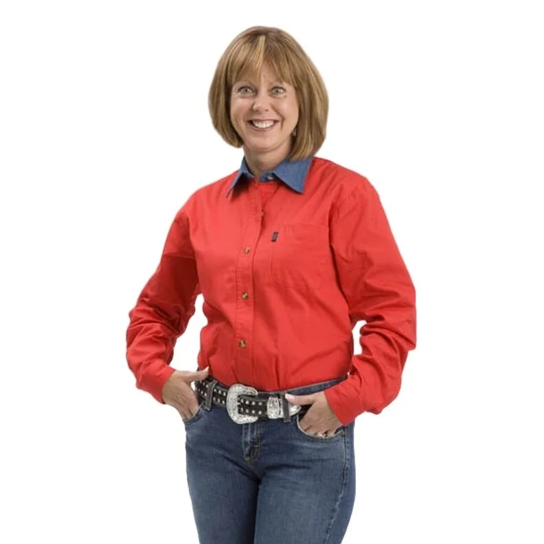 Roper Western Shirt Womens L/S Solid Button Red 06-050-0612-0160 RE Women